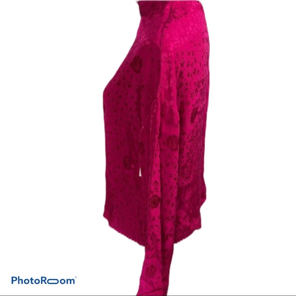 TopShop mock neck Asian inspired bell sleeve top 2 - Picture 3 of 8